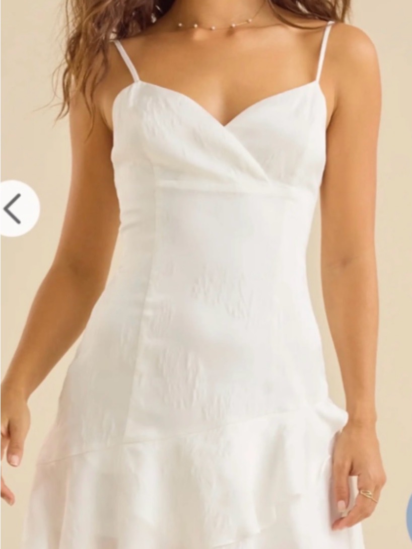 Altar'd State White Slip Dress With Subtle Floral Tag Detail
